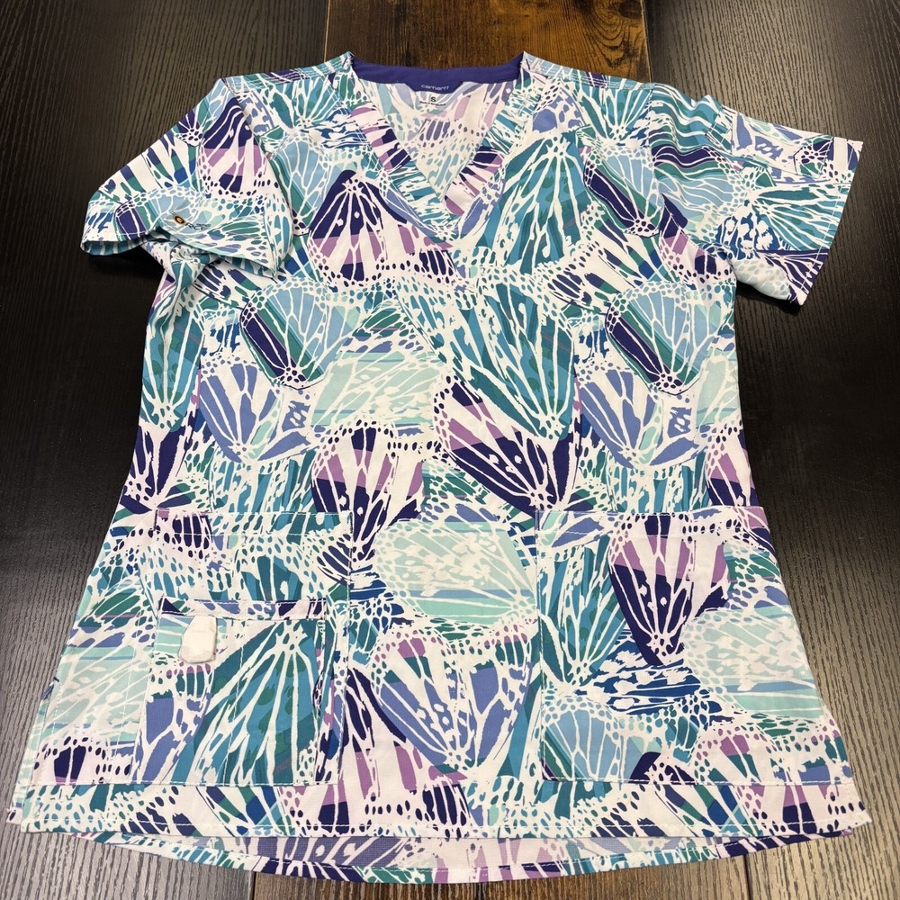 Carhartt Scrub Top Womens S‎ Purple V-Neck Force Modern Fit Cross Flex NEW NWOT